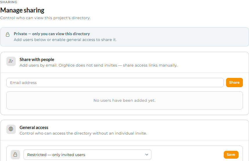 Sharing settings showing share-with-people and general access options