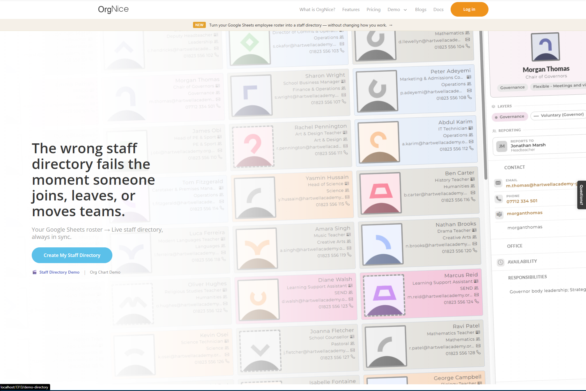 OrgNice Staff Directory Demo